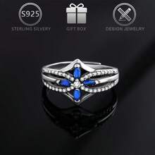 1 pieza Anillo ajustable de plata de ley 925 con diseño geométrico único y vintage con circonita cúbica, adecuado para uso diario, fiestas, festivales y cumpleaños - Plata antigua - Ver 7