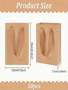 1 pieza Bolsa de regalo de papel kraft con asa de cuerda, bolsa de mercancía minorista, adecuada para exhibición y empaque de joyería, Navidad, boda, fiesta, organización de ropa, diseño de asa resistente Bolsa de empaque de regalo (Predeterminado 1 pieza-16*12*7 pulgadas) - Multicolor - Ver 4