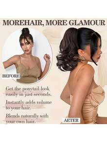 Extensión de cola de caballo de 12 pulgadas con clip de garra, rizado y ondulado, extensiones de cabello sintético con clip para mujeres (color del cabello: negro natural, marrón claro, marrón oscuro, negro parduzco) - Multicolor - Ver 4