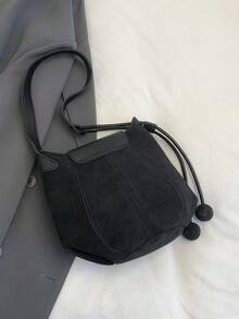 1pc Women's Fashionable Commuter Solid Color Shoulder Bag, Portable Versatile Chic Underarm Bag, Suitable For Dates, Shopping, Gifts, Work - Black - View 7