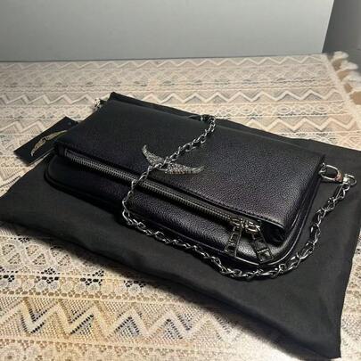 2025 Z-Zadig&V-Voltaire högkvalitativ läppstiftspåse, liten fyrkantig väska, ny enfärgad mångsidig handväska för kvinnor