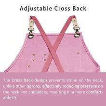 Dulabi Apron, Adjustable Chef Apron For Women And Men With Large Pockets, CooFKing Kitchen Apron With Back Straps - Pink - View 6