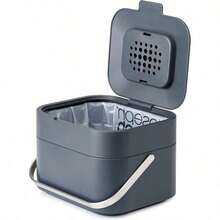 Intelligent Waste, Stack 4 Kitchen Food Waste Compost Caddy Recycling Bin With Odour, 4 Litres/ 1 Gallon - Graphite, 8 - Graphite + Single - View 2