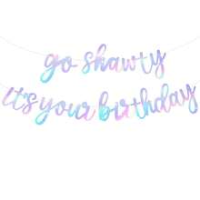 “Go Shawty It's Your Birthday”横幅 - 11.4英尺，无需DIY - 嘻哈主题闪光生日快乐横幅 - 已串好 - 黑色说唱主题生日快乐标牌，男女皆宜，生日派对用品 - 彩色 - 查看 4