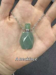 1pc Natural Stone Crystal Faceted Essential Oil Bottle Pendant Necklace - Fragrance Bottle Diffuser Pendant, Rhombus Cut Crystal Aromatherapy Amethyst Necklace - Bottle - View 13