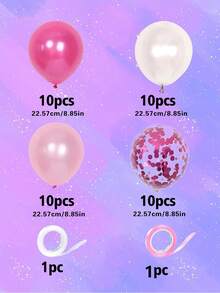 40pcs Sequin Detail Balloon & 2pcs Ribbon, Latex Decorative Balloon For Party - Multicolor - View 3