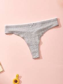 5pcs Women's Panties Set, Minimalist Cute Cotton Panties, Floral Hollow-Out Thong - Multicolor - View 4