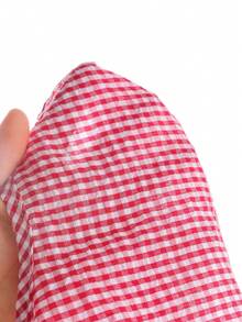 Baby Girl 2pcs Set Plaid Patchwork Ruffle Bow Sleeveless Top And Elastic Waist Bowknot Denim Pants Outfit - Red - View 8