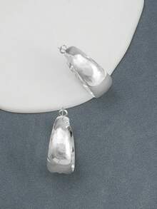 一对优雅、有氛围、百搭、复古、欧美风格、简约、小众、独特的耳环 - 銀色 - 查看 5