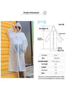 1 Piece Of EVA Non Disposable Raincoat, A Must-Have For Outdoor Travel, Hiking, Camping, And Daily Family Life. The Raincoat Jacket Is Long All Over The Body - Multicolor - View 5