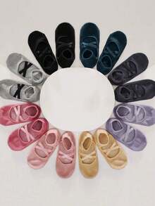 1/2/3/4/5/6 双装女士普拉提瑜伽袜，专业防滑，适合舞蹈、健身、瑜伽、地板运动 - 彩色 - 查看 4