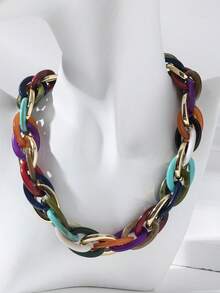 1条女士时尚多巴胺亚克力链项链，适合日常佩戴和度假 - 多色 - 查看 1