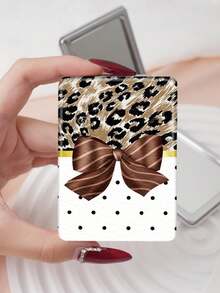 1 pièce Miroir de poche compact pliable de la série de dessins animés Y2K, léger, ultra-fin, miroir à main portable en PU, convenant à de multiples scénarios, avec des éléments classiques comme papillon, fleur, rose, cœur, lèvres, nœud, imprimé léopard, structure de pliage délicate, résistant aux rayures, fiable, facile à transporter - Multicolore - Voir 10