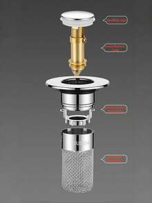 1个不锈钢浴室水槽塞 - 弹跳式排水塞，带毛发收集器，适用于1.18英寸至1.57英寸的洗脸盆，镀铬饰面 - 彩色 - 查看 4