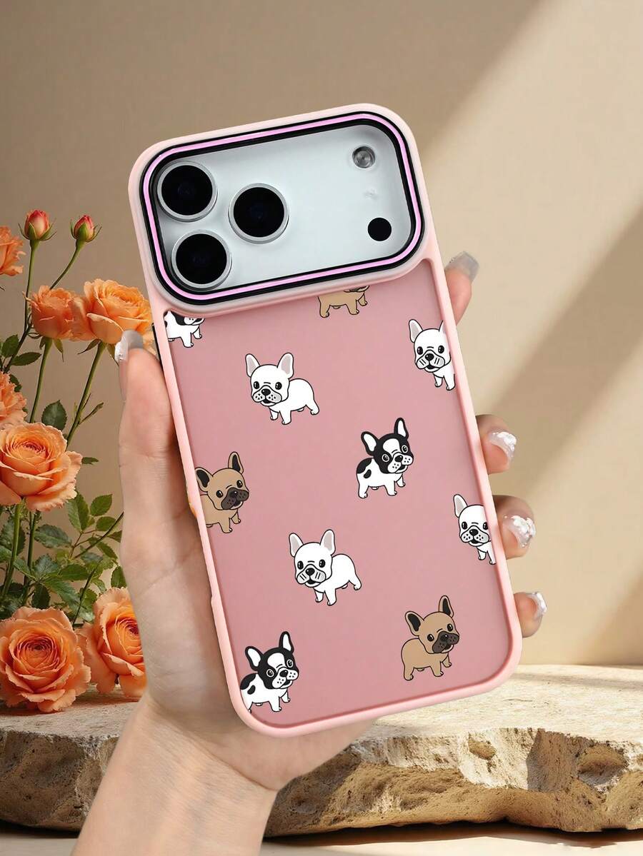 Cute French Bulldog Pattern Semi - Transparent Matte TPU + Acrylic Phone Case For IPhone 17/16/15/14/13/12/11, Anti - Slip & Anti - Fingerprint, For Pet Lovers, Daily Use - Màu xanh hải quân - Xem 1