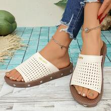 1 Pair Teenagers' Summer Indoor Slippers, Outdoor Beach Sandals - White - View 4