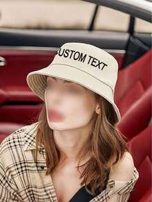 1 pieza Sombrero de cubo personalizable, sombrero de sol con nombre personalizado para actividades al aire libre y viajes a la playa, regalo único para cumpleaños y eventos - Multicolor - Ver 7
