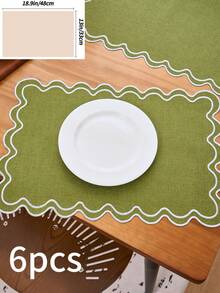 Bộ 1/2/4/6 tấm lót bàn ăn thêu kiểu Trung Quốc cổ điển, thảm lót bàn ăn hình chữ nhật màu xanh lá cây với họa tiết ren lượn sóng, đế lót ly chống trượt dùng cho nhà bếp, tiệc tùng, sinh nhật, đám cưới, phòng ăn, phòng khách, bàn làm việc văn phòng, mọi mùa. - màu xanh lá - Xem 9