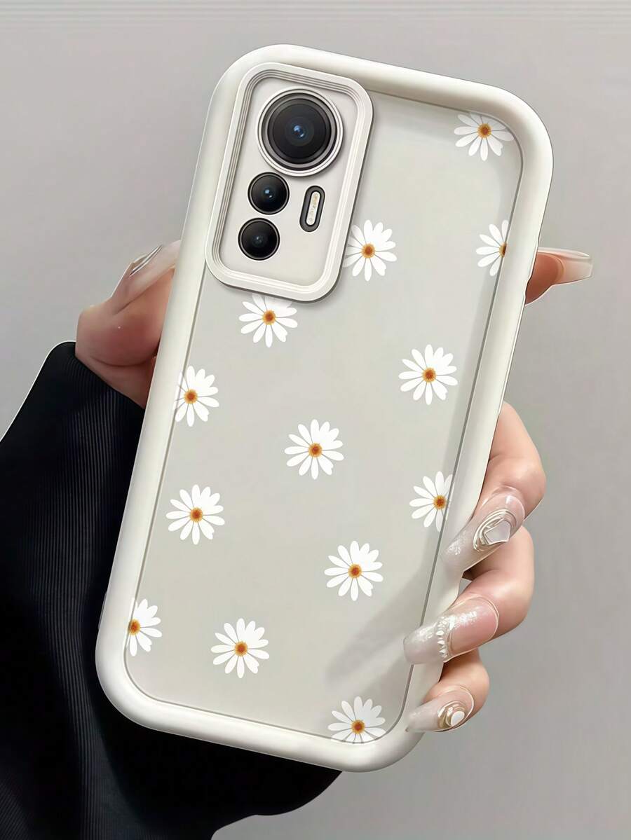 1pc Minimalist Creative Personalized Cute High-End Mobile Phone Case Compatible With Samsung S25Ultra/S25Plus/S25/S25FE/S24Ultra/S24Plus/S24/S24FE/S23Ultra/S23FE/S23/S23+/S22Ultra/S22/S22+/S21Ultra/S21FE/S21/S21+/S20Ultra/S20FE/S20/S20+/A73/A72/A55/A54/A53/A52, Redmi Note 14 Pro+ 5G, P30, Honor X6b, OPPO A74, Realme C53, Realme Narzo N53, Simple 2D Polka Dot Cute Chrysanthemum Eye Gradient Design - White - View 1