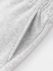 Quần dệt kim unisex, eo điều chỉnh được, chất vải mềm mại thoải mái, quần mặc hàng ngày thoải mái. - Màu xám nhạt - Xem 4