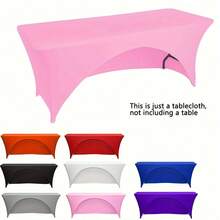 1 Piece Of 4/6/8 Inch Polyester Tablecloth, Rectangular, Fully Elastic Elastic Band, Soft Texture, Can Be Tightly Attached To The Desktop, Wrinkle Resistant And Washable, Elastic Open Back Table Skirt For Wedding, Banquet And Trade Show Decoration, - Multicolor - View 12