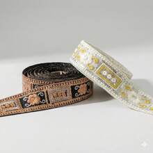 1/5 Yard Lace, 3.5cm Wide, Golden Thread Embroidered Trim, Ideal For DIY Home Decor, Clothing, Bags, Skirt Hem Decoration, Handcraft And Sewing, Also Suitable For Embroidery Bag Decoration, Beginner Friendly For Making Handbag Straps, DIY Clothing And Festival Decorations - Multicolor - View 7