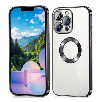 1 st svart lyxigt elektropläterat, ihåligt, transparent logotyp, kylande ventilationsfilm, linsfilm, heltäckande, fallskyddande, precisionshål, CD-textur, mjukt silikonskal, kompatibelt med Apple 16 Pro/16 Pro Max/16 Plus/16/15 Pro/15 Pro Max/15 Plus/15/14 Pro/14 Pro Max/14 Plus/14/13 Pro/13 Pro Max/13/12 Pro/12 Pro Max/12/11 Pro Max/11/11 Pro