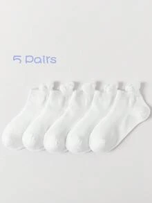 5双装男童薄款透气白色运动短袜，夏季 - 彩色 - 查看 8