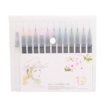 12 Pcs Watercolor Pen Set 12 Colors Soft Head Easy To Color Heat Resistant Water Paint Brush Pens - Multicolor - Ver 9