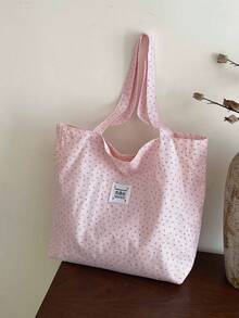 Summer Super Fresh European And American French Style Rhombus Ditsy Floral Fashion Shoulder Bag, Student Cloth Bag - Pink - View 3