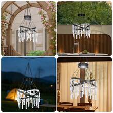 HUYIENO Solar Hanging Crystal Chandelier Outdoor Garden Decorative Lights Powerful Lithium Battery 54 Warm White LEDs Waterproof Hanging Lantern For Valentine Gifts Garden, Yard, Patio, Gazebo, Party, Wedding 2 Tier - X Shape - 查看 6