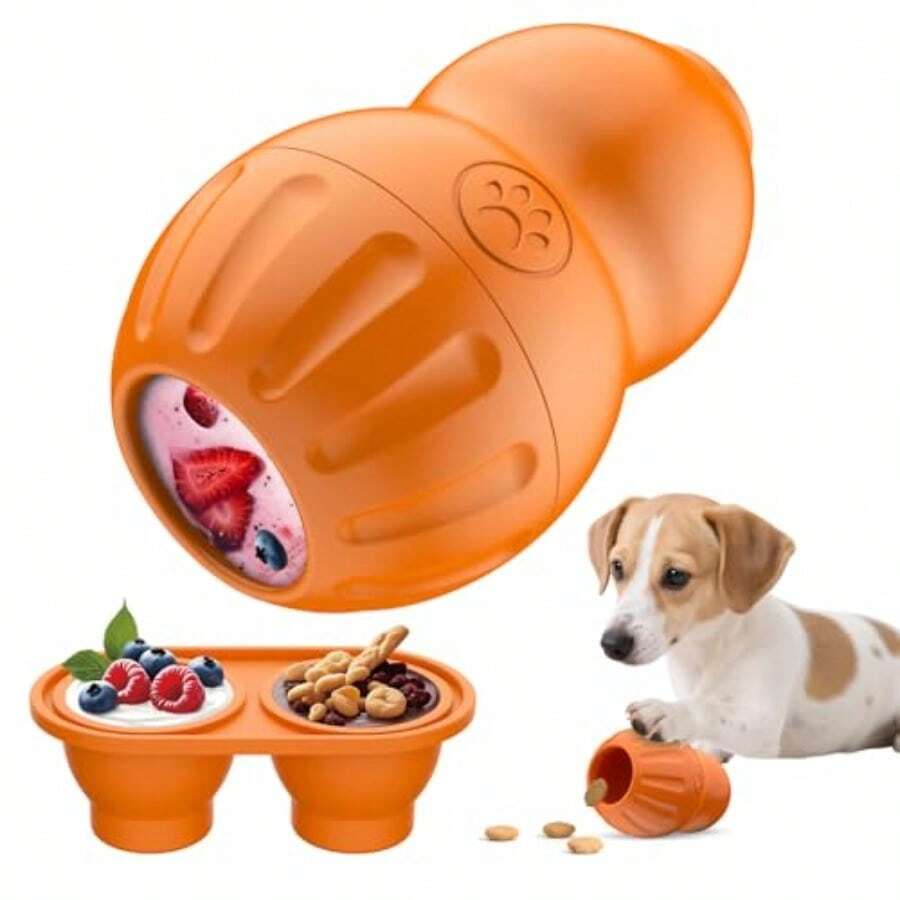 Interactive Dog Toys To Keep Them Busy Dog Frozen Treat Toy To Reduces Anxiety Dogs Puzzle Enrichment Toy For Small Medium Breeds Freezable Fillable Rubber Easy To Clean Orange - trái cam - Xem 1
