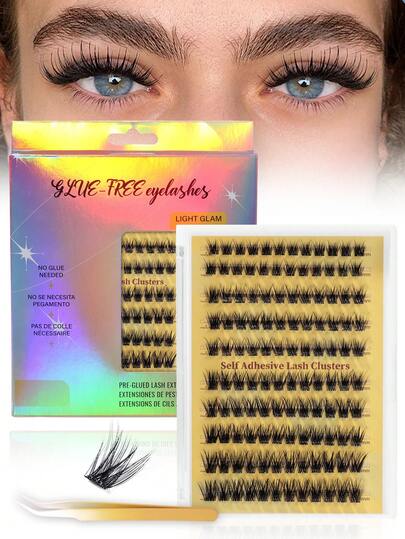 100pcs/120pcs 10-16mm Lash Clusters, Glue-Free Curled Dramatic Thick & Fluffy Lash Extensions, Self-Adhesive Lash Clusters, Non-Irritating Eyelash Clusters For DIY Lash Extension, Suitable For Fashionable Women, Popular Makeup Accessory, Lash Clusters, False Lashes, Lash Cluster Set, Elegant Gift For Women
