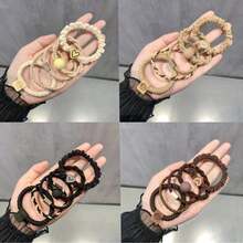 25pcs Boho Chic Women's Hair Tie Set - Cute & Sweet Bracelet Style, Gentle On All Hair Types, Elastic Bands With Heart Charms & Beads, Perfect For Ponytails & Sports, Bohemian Style, Hair Ties Ponytail Holders Hair Elastics Hair Rubber Bands Scrunchies Hair Rope, Hair Bobbles Hairbands - 25個隨機混色混款髮圈 - 查看 7