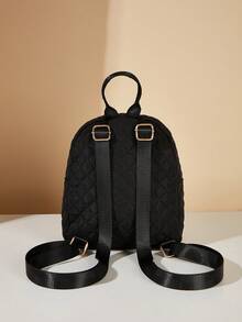 1 Set Girls' Quilted Classic Backpack With Coin Purse, 2pcs Fashionable Backpack Set, Great Gift - Multicolor - View 11