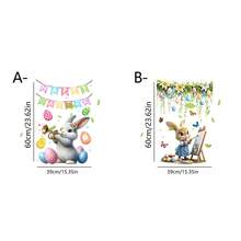 1 قطعة ملصق نافذة أرنب ربيعي عيد الفصح، تصميم أرنب وبيض عيد الفصح من الفينيل، قابل لإعادة الاستخدام، لديكور المنزل والمكتب. - متعدد الألوان - مشاهدة 11