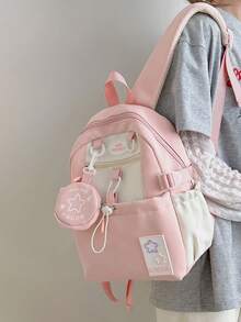 Mochila pequena japonesa fofa com cores vibrantes, versão coreana da Dopamine Star, ideal para meninas do ensino fundamental e médio, perfeita para viagens, estudos e passeios escolares. - Multicolorido - Ver 2