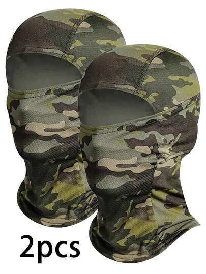 1/2/3pcs Unisex Breathable Quick-Dry Military Camo Balaclava Headwear, Suitable For Outdoor Activities, Cycling, Sun Protection, Multi-Color