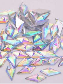 40 Stück 10*22mm AB Kristall Rhombus Flachboden Kunstharz Kristall Strass, geeignet für DIY Kleidung und Basteln - Kristall AB - Übersicht 9