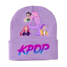 1pc Kids Knitted Hat, Cartoon Anime KPOP Witch Hunting Group Fleece Warm Beanie Cap, Outdoor Cold Weather Hat - Multicolor - View 10