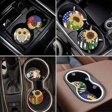 6pcs DIY Diamond Painting Car CD Coasters, Mandala, Animal Pattern Diamond Painting Kits, With Crystal Gem Mosaic Decoration, Suitable For Car Anti-Slip Cup Holders Decor - Multicolor - View 6