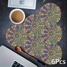 2/4/6 szt. Silikonowe podkładki w stylu vintage w stylu boho, prezent świąteczny, dekoracja świąteczna, odpowiednie na stół jadalny, do kawiarni, dekoracja całoroczna, zmywalne podkładki, wystrój pokoju, podkładki, podstawki, maty odpływowe, maty na stół kuchenny, dekoracja na imprezy wewnątrz i na zewnątrz, wystrój domu, idealny prezent - Wielokolorowe - Zobacz 9