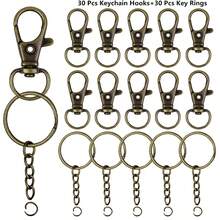 20/40/60/100pcs Rotating Spring Hooks With Keychain And Chain Key Rings, Suitable For Lanyards, Jewelry Making, Valentine's Day Gifts, DIY Crafts (10/20/30/50pcs Spring Hooks + 10/20/30/50pcs Key Rings With Rings And Chains) - Small Keychain Halo Chain - View 21