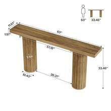 LITTLE TREE Mesa consola extra larga de 160 cm, mesa de entrada rectangular, mesa de sofá de madera para detrás del sofá, mesa de entrada de madera de estilo rústico para sala de estar, pasillo - Marrón - Ver 2