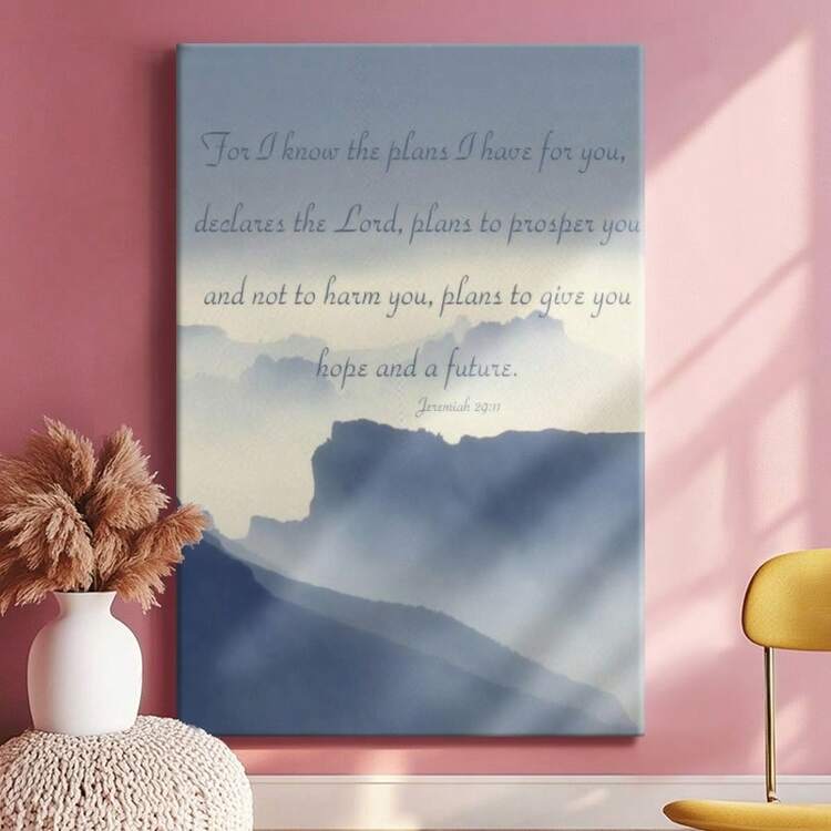 1pc Easter Decor, Easter Inspirational Wall Art, Minimalist Wooden Framed Wall Art, Wrapped Canvas Vintage Prints Poster, Jeremiah 2911 - Modern, Calligraphy, Landscape Art, Modern Typography Style, Home Living Room Bedroom Ofice Wall Decor, Birthday Party Decor, Hanging Hardware Included - Wrapped Framed Canvas, Vertical - Lienzo enmarcado - Añade 3