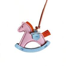 Cute Leather Horse Pendant Car Interior Decor Hanging Ornament, Adorable Rearview Mirror Decoration - Blue - View 5