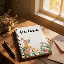Customized Notebook, Personalized Stationery Notepad, Writing Pad, Customizable With Name/Text/Photo, A5 Size, Double-Sided Writing, Spiral Bound, Beautiful Floral Diary, Suitable For Work, Business, School, Meetings, Travel, Back To School Essential, Ideal Gift For Students Or Teachers - Perfect Office Supplies And Stationery Gift, Thoughtful And Fashionable Gift - Great For Note-Taking, Journaling And Creative Writing