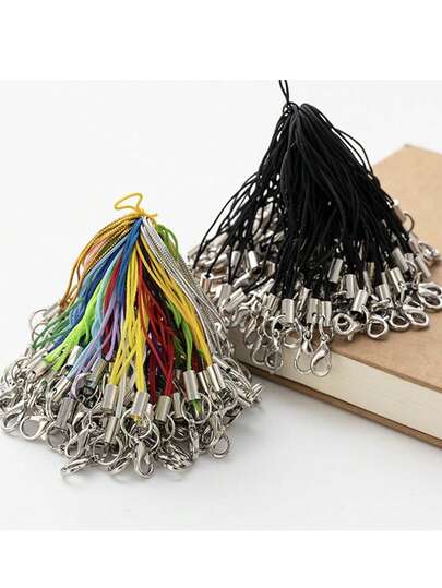 50/100/200pcs Black Decorative Rope Lanyards, Lobster Clasp Keychains, Phone Straps, Jewelry Accessories
