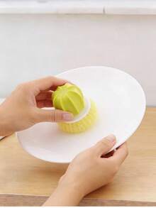 1pc Cactus Shaped Kitchen Cleaning Brush, Creative Potted Plant Scrub Brush With Handle, Nano Cleaning Ball Decontamination Tool, Suitable For Cleaning Dishes, Pots, Bowls, Cups - Multicolor - View 3