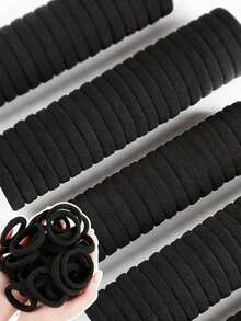 100个黑色时尚简约高弹加厚发圈，适合日常使用和送礼。 - 黑色 - 查看 2